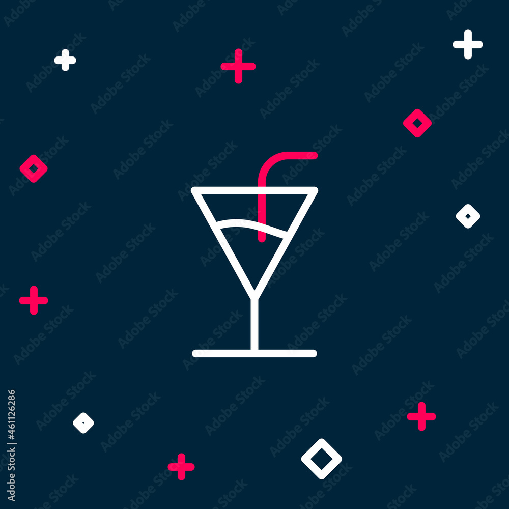 Line Cocktail icon isolated on blue background. Colorful outline concept. Vector Line Cocktail icon isolated on blue background. Colorful outline concept. Vector