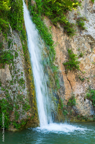 Beautiful waterfall at Drafi in Penteli mountain near Athens  Greece.