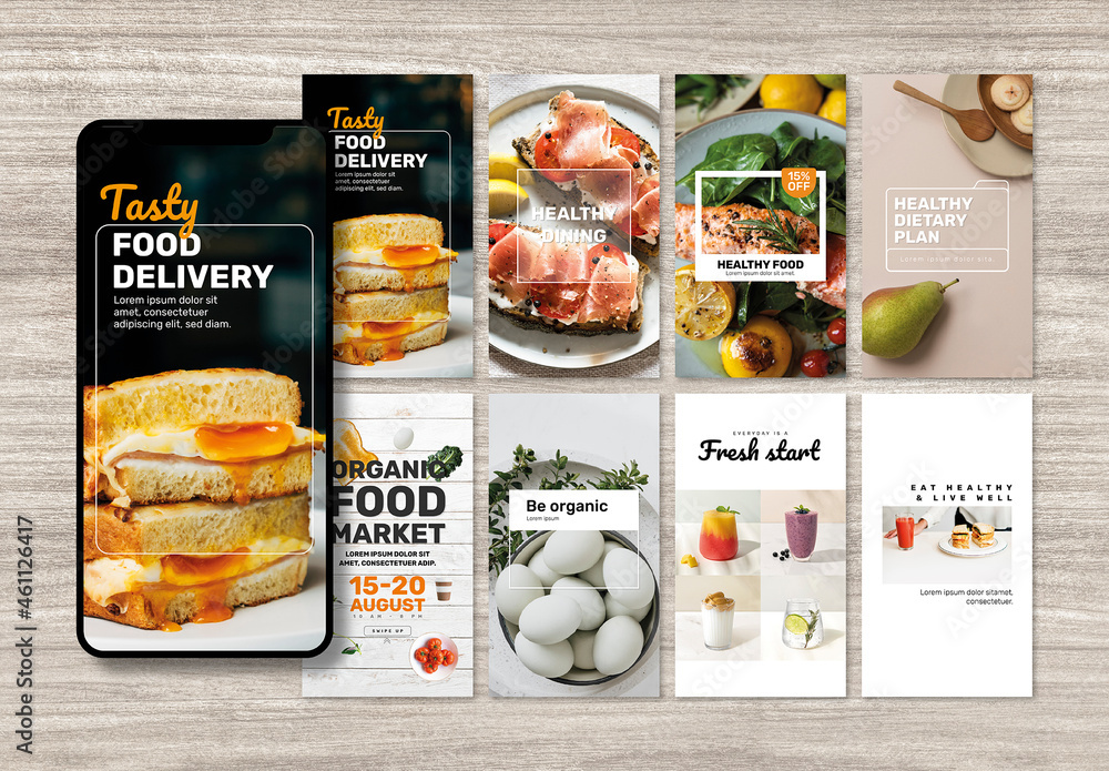 Content Layout Food Healthy Food Social Media Story Layout Stock Template | Adobe Stock