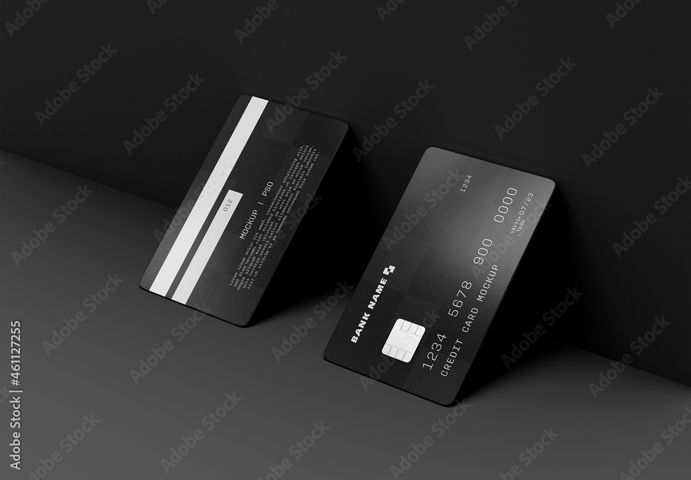 Two Plastic Credit Card Mockup 素材庫範本 Adobe Stock
