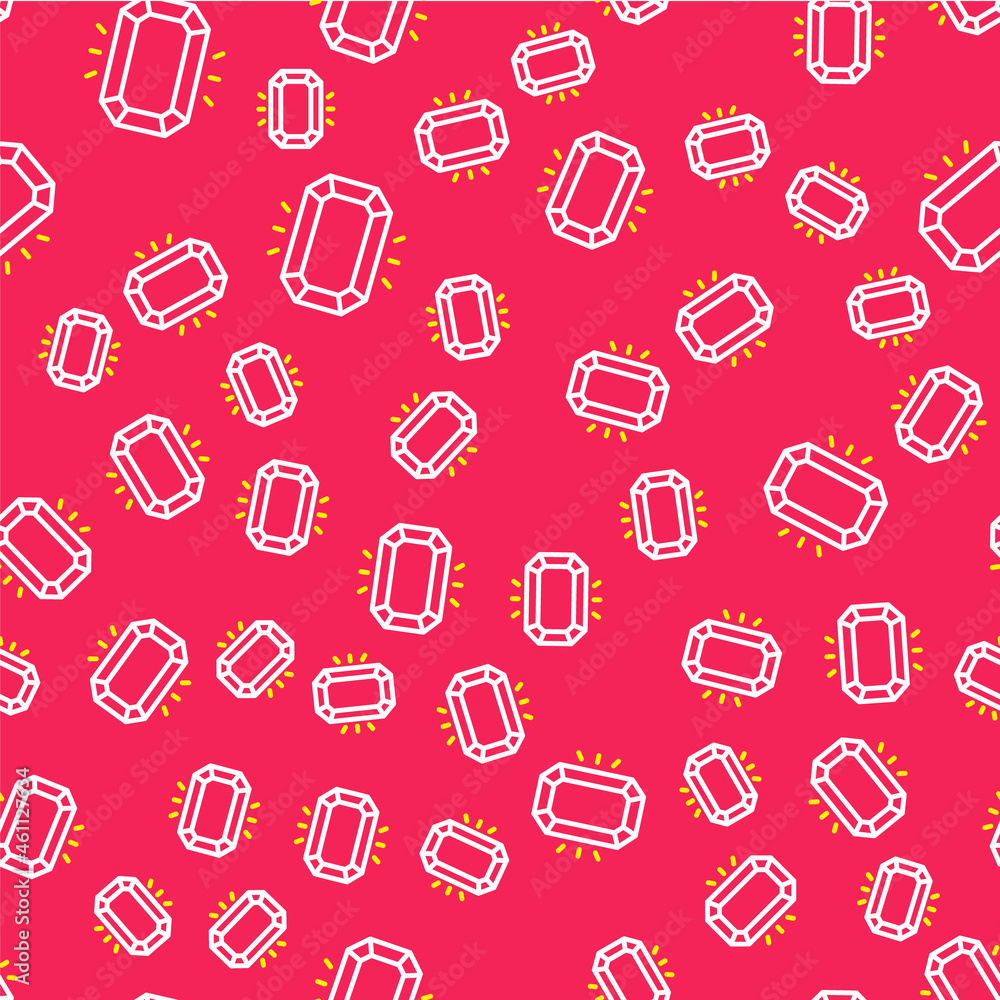 Line Diamond icon isolated seamless pattern on red background. Jewelry symbol. Gem stone. Vector Line Diamond icon isolated seamless pattern on red background. Jewelry symbol. Gem stone. Vector