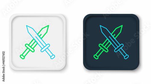 Line Crossed medieval sword icon isolated on white background. Medieval weapon. Colorful outline concept. Vector