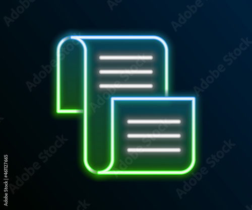 Glowing neon line Decree, paper, parchment, scroll icon icon isolated on black background. Colorful outline concept. Vector