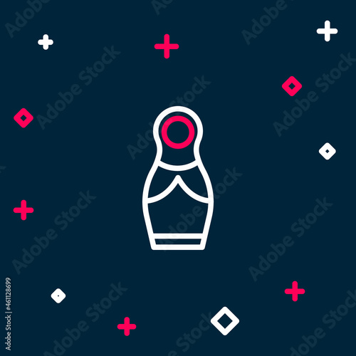 Line Russian doll matryoshka icon isolated on blue background. Colorful outline concept. Vector