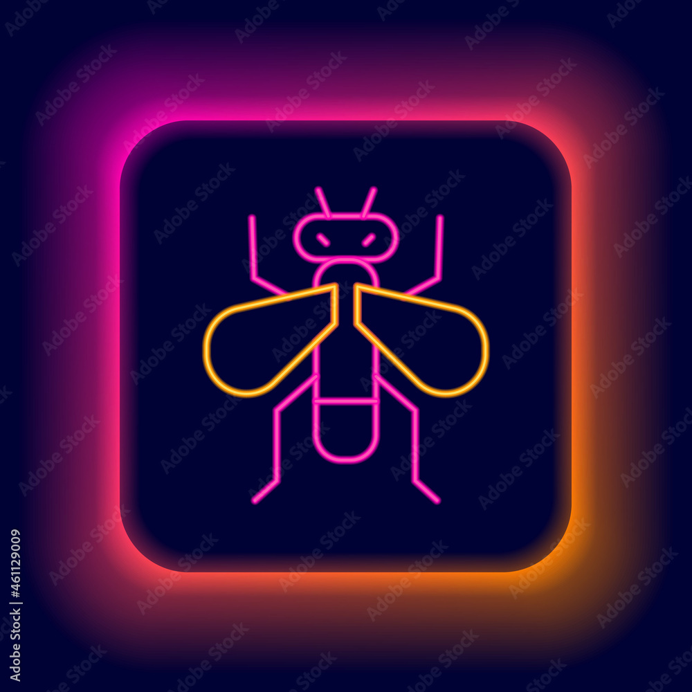 Glowing neon line Insect fly icon isolated on black background. Colorful outline concept. Vector Glowing neon line Insect fly icon isolated on black background. Colorful outline concept. Vector