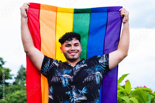 happy man with the flag of diversity