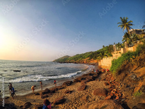 View of Anjuna beach during late afternoon in Goa, India