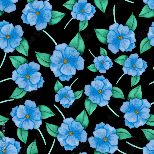 Watercolor seamless pattern with flowers. Vintage floral pattern. Flower seam...