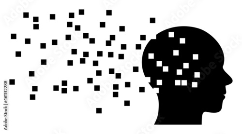 Human memory synthesis icon with flat style. Isolated vector human memory synthesis icon image, simple style.