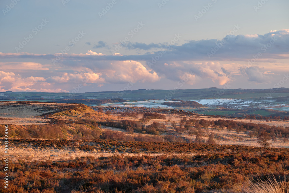 Fototapeta premium Evening light over White Edge, Peak District, UK
