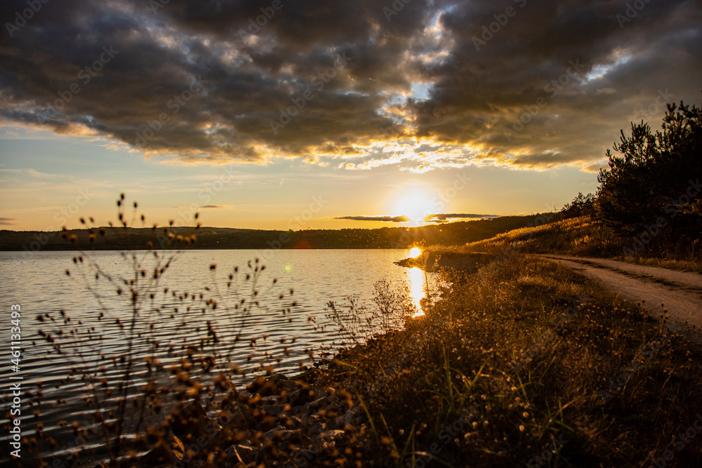 sunset over the river