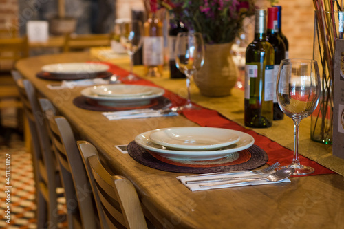 Table ready to serve in restaurant. photo