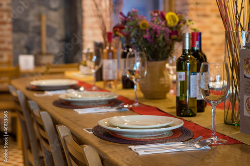 Table ready to serve in restaurant.