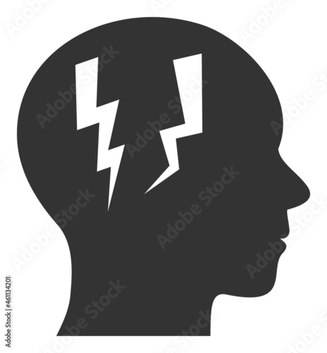 Head migraine icon with flat style. Isolated vector head migraine icon illustrations, simple style.