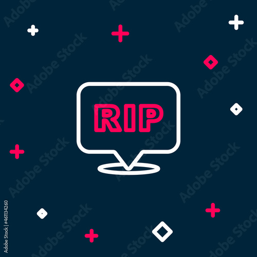 Line Speech bubble rip death icon isolated on blue background. Colorful outline concept. Vector