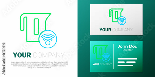 Line Smart electric kettle system icon isolated on white background. Teapot icon. Internet of things concept with wireless connection. Colorful outline concept. Vector