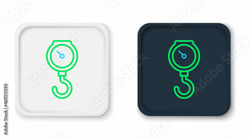 Line Hand scale spring mechanical icon isolated on white background. Colorful outline concept. Vector
