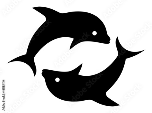 Dolphin pair icon with flat style. Isolated vector dolphin pair icon image, simple style.