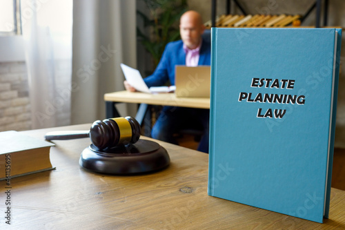  ESTATE PLANNING LAW inscription on the sheet. Estate planning is the process of anticipating and arranging, during a person's life photo