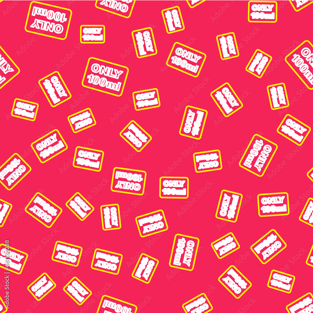 Line Liquids in carry-on baggage icon isolated seamless pattern on red background. Airport rules. Vector Line Liquids in carry-on baggage icon isolated seamless pattern on red background. Airport rules. Vector