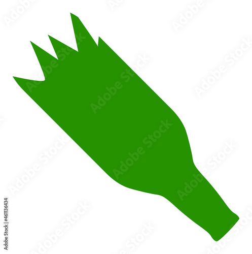 Crashed beer bottle icon with flat style. Isolated vector crashed beer bottle icon illustrations, simple style.