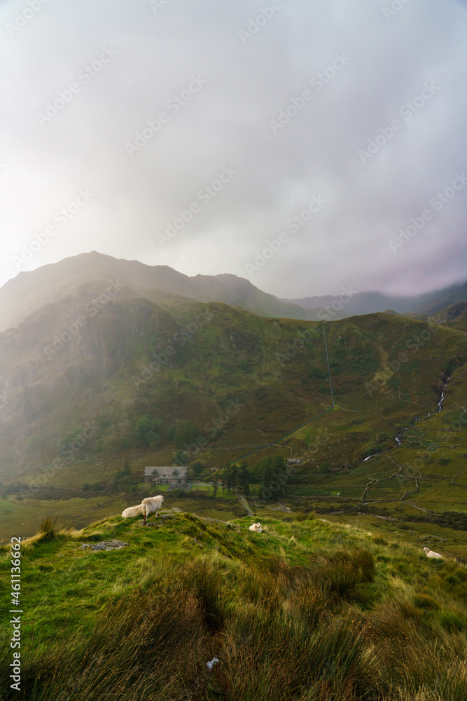 scenic view of valleys and mountains in Snowdonia national park Wales scenic view of valleys and mountains in Snowdonia national park Wales