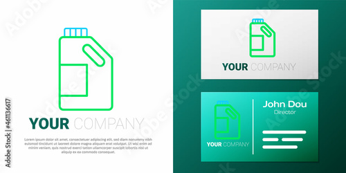 Line Plastic bottle for laundry detergent, bleach, dishwashing liquid or another cleaning agent icon isolated on white background. Colorful outline concept. Vector