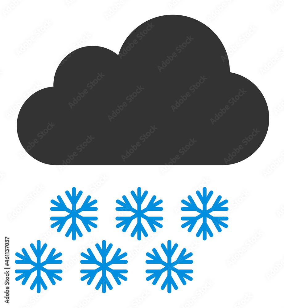 Snow cloud icon with flat style. Isolated vector snow cloud icon image, simple style. Snow cloud icon with flat style. Isolated vector snow cloud icon image, simple style.