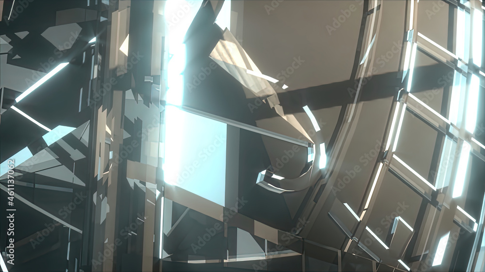 Fototapeta premium background of glass geometric shape line blocks 3d render 