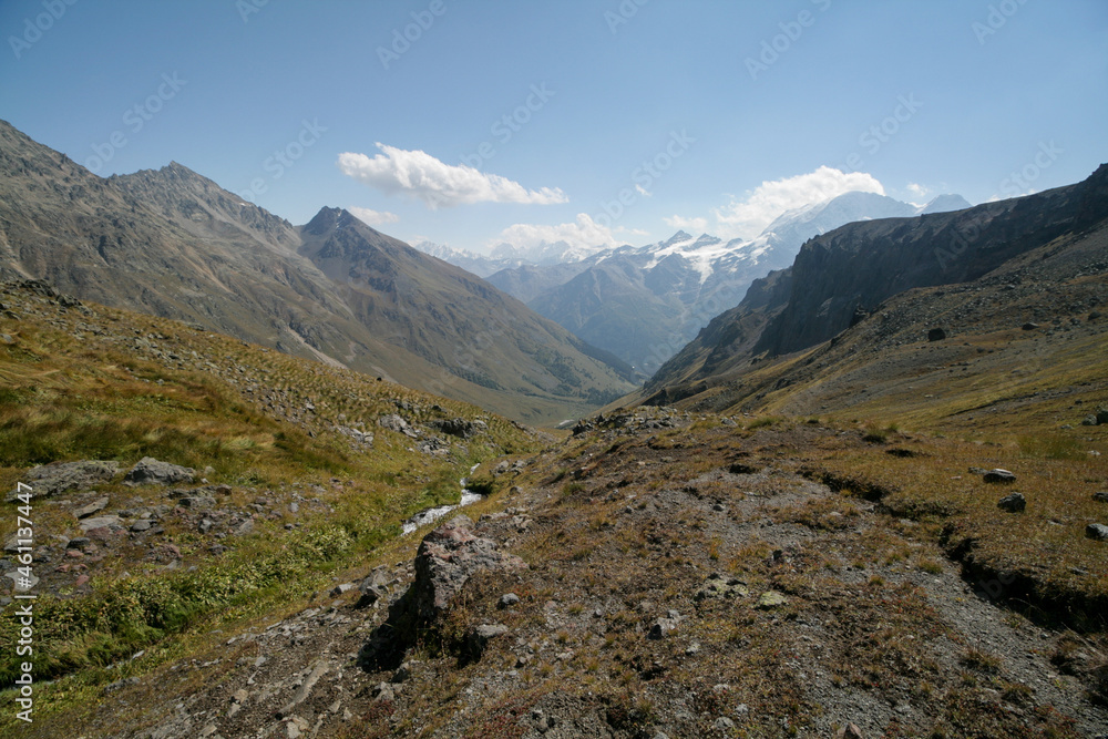 Fototapeta premium View of the Caucasus Mountains, Elbrus region, Russia.