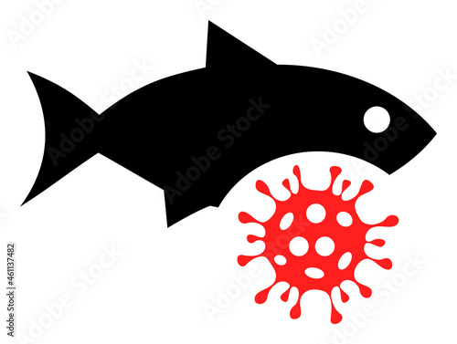 Fish flu virus icon with flat style. Isolated vector fish flu virus icon illustrations, simple style.