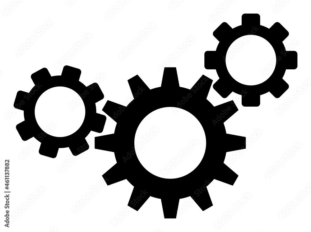 Gear mechanism icon with flat style. Isolated vector gear mechanism icon image, simple style. Gear mechanism icon with flat style. Isolated vector gear mechanism icon image, simple style.