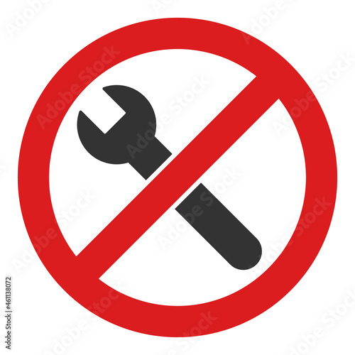 Forbidden repair icon with flat style. Isolated vector forbidden repair icon image, simple style.