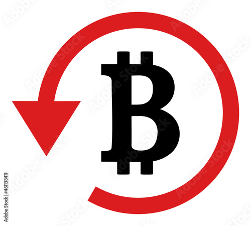 Bitcoin refund icon with flat style. Isolated vector bitcoin refund icon image, simple style.