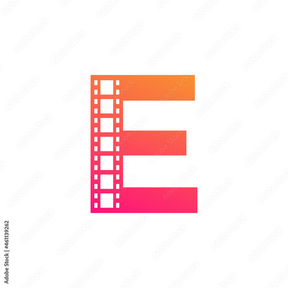 Initial Letter E with Reel Stripes Filmstrip for Film Movie Cinema Production Studio Logo Inspiration Initial Letter E with Reel Stripes Filmstrip for Film Movie Cinema Production Studio Logo Inspiration