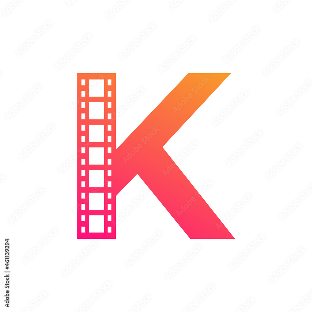 Initial Letter K with Reel Stripes Filmstrip for Film Movie Cinema Production Studio Logo Inspiration Initial Letter K with Reel Stripes Filmstrip for Film Movie Cinema Production Studio Logo Inspiration