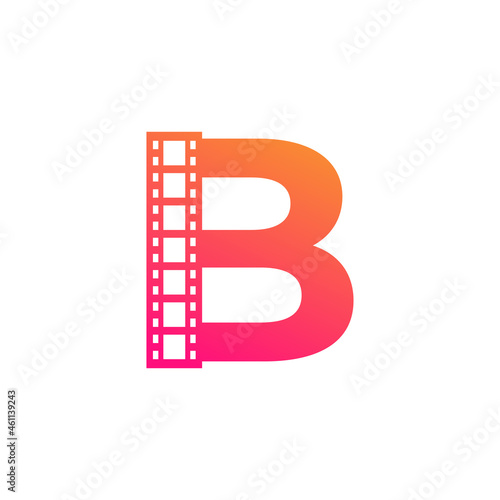 Initial Letter B with Reel Stripes Filmstrip for Film Movie Cinema Production Studio Logo Inspiration