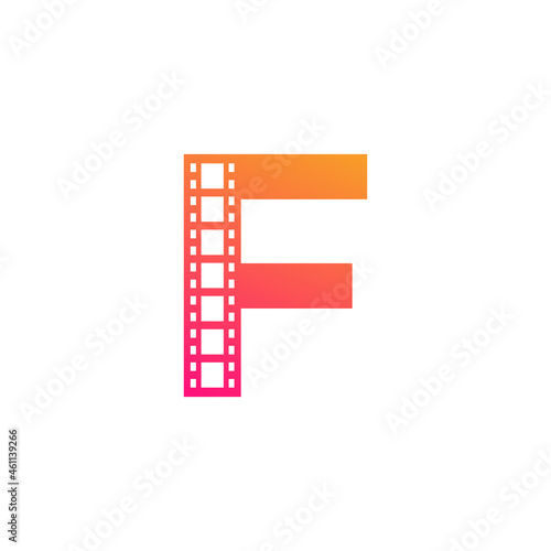 Initial Letter F with Reel Stripes Filmstrip for Film Movie Cinema Production Studio Logo Inspiration