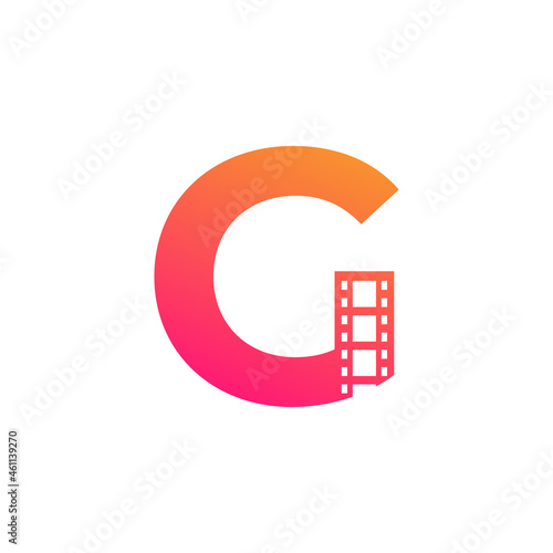 Initial Letter G with Reel Stripes Filmstrip for Film Movie Cinema Production Studio Logo Inspiration