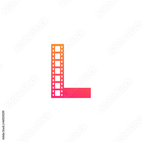 Initial Letter L with Reel Stripes Filmstrip for Film Movie Cinema Production Studio Logo Inspiration