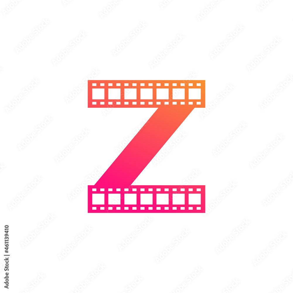 Initial Letter Z with Reel Stripes Filmstrip for Film Movie Cinema Production Studio Logo Inspiration
