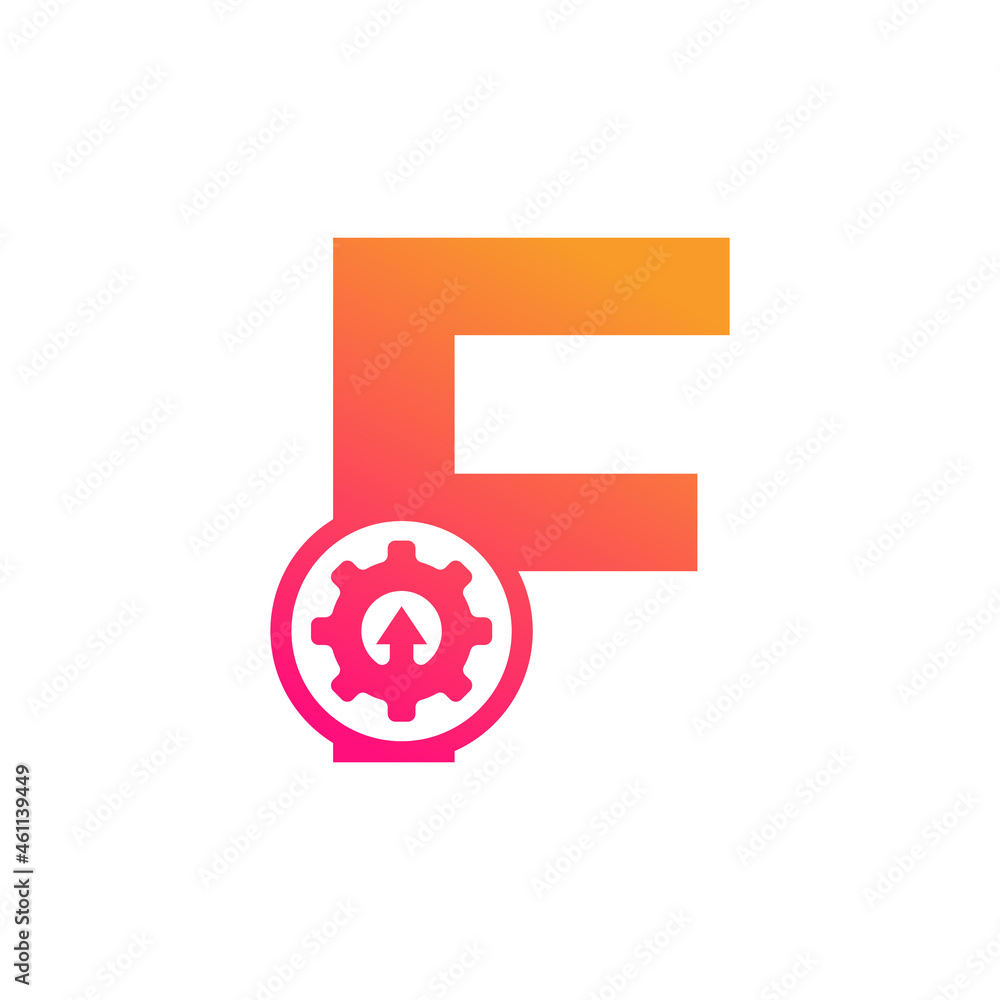 Initial Letter F with Gear Cog Wheel Automotive Logo Inspiration Initial Letter F with Gear Cog Wheel Automotive Logo Inspiration