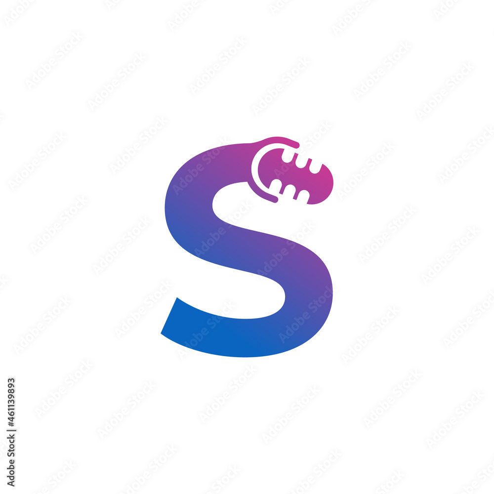 Letter S Podcast Record Logo. Alphabet with Microphone Icon Vector Illustration Letter S Podcast Record Logo. Alphabet with Microphone Icon Vector Illustration