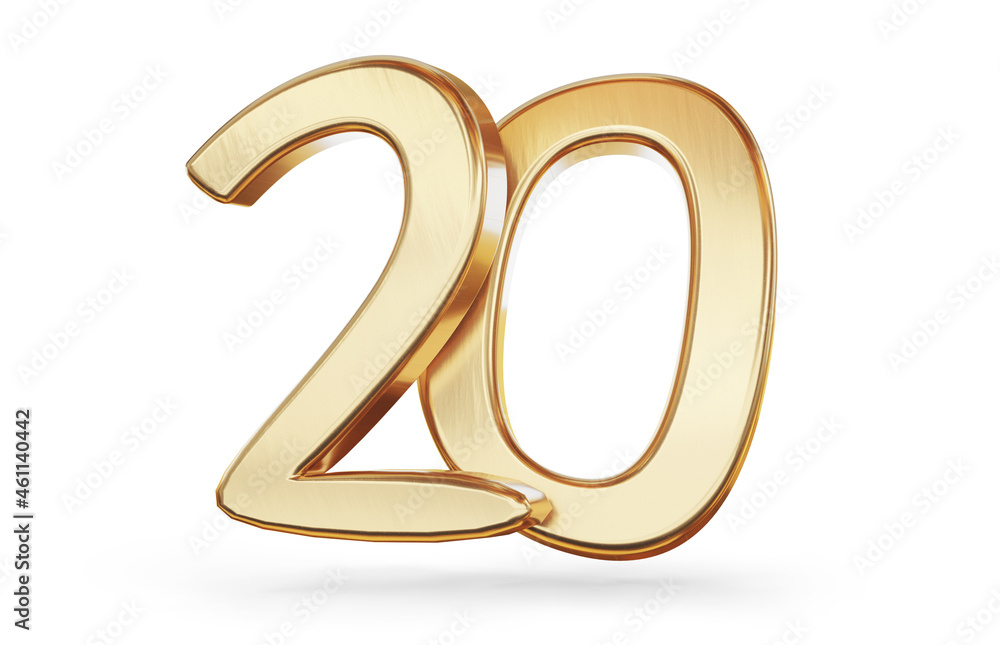 20 golden symbol isolated on white 3d-illustration 20 golden symbol isolated on white 3d-illustration