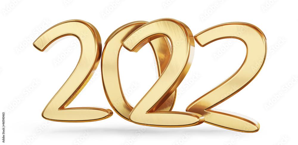 2022 golden symbol isolated on white 3d-illustration 2022 golden symbol isolated on white 3d-illustration
