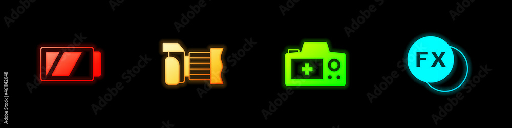 Set Battery for camera, Photo, and fx icon. Vector Set Battery for camera, Photo, and fx icon. Vector