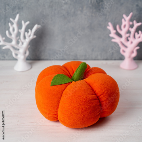 Halloween decoration toy plush pumpkin with a green tail