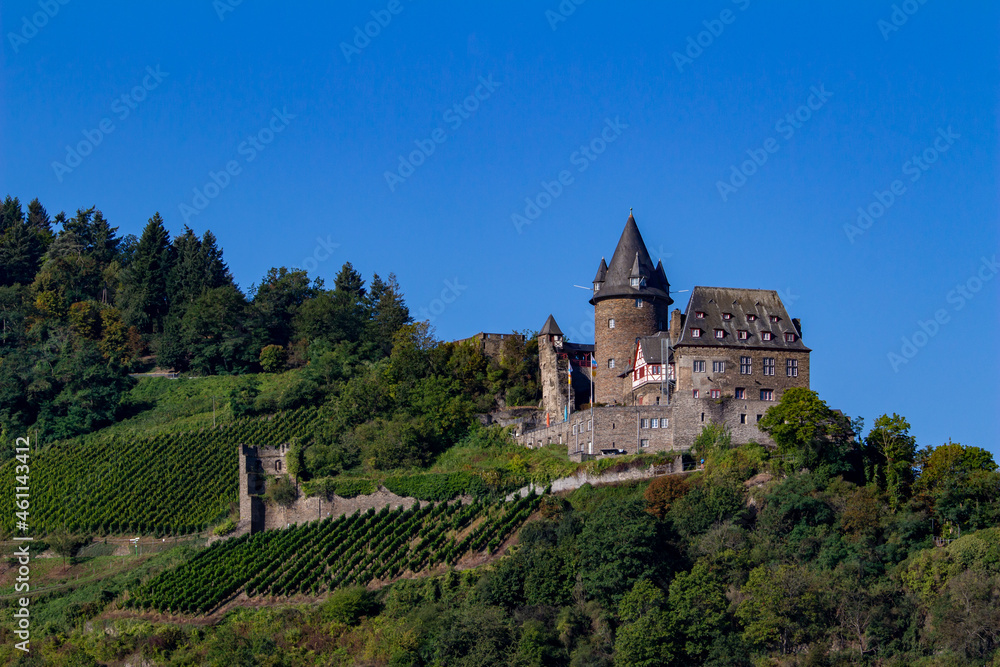 Stahleck Castle landscape on the upper middle Rhine River near Bacharach, Germany.  Also known as Burg Stahleck.