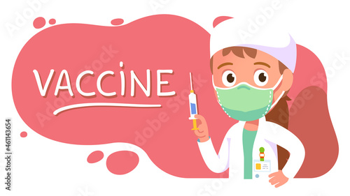 Doctor holding syringe with coronavirus vaccine