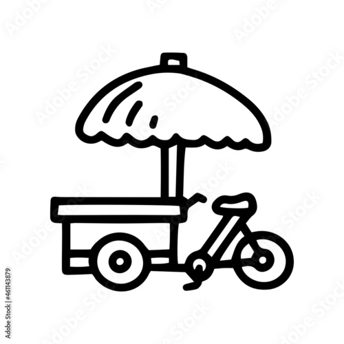 tricycle food cart line vector doodle simple icon